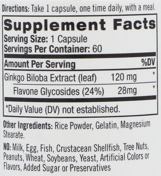 Ginkgo Biloba 120 mg. / 60 uzáverov.