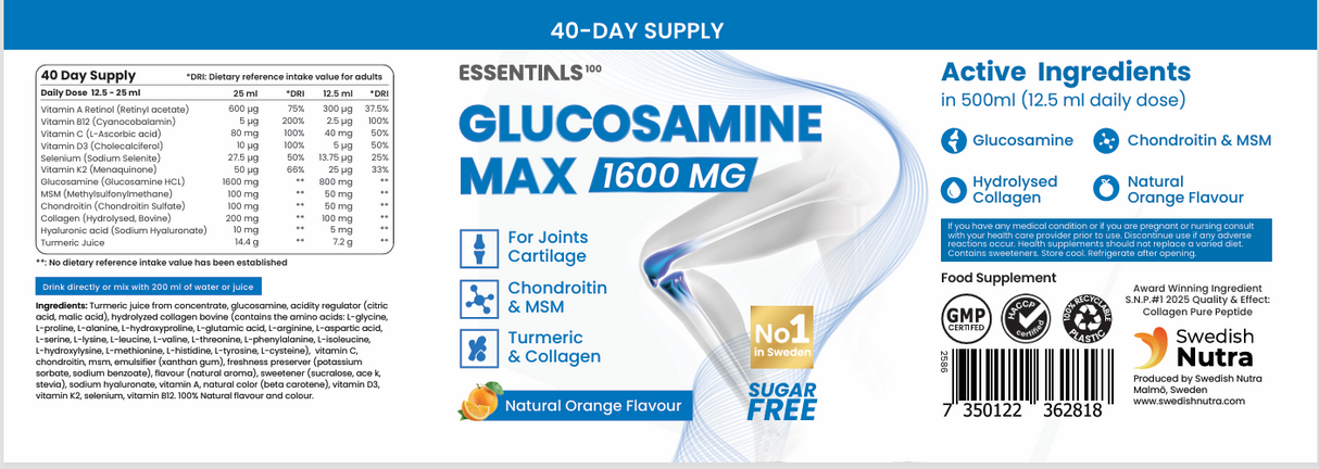 Glukozamín max s kolagénom typu 2, MSM, chondroitín (40/20 dávok, 500 ml)