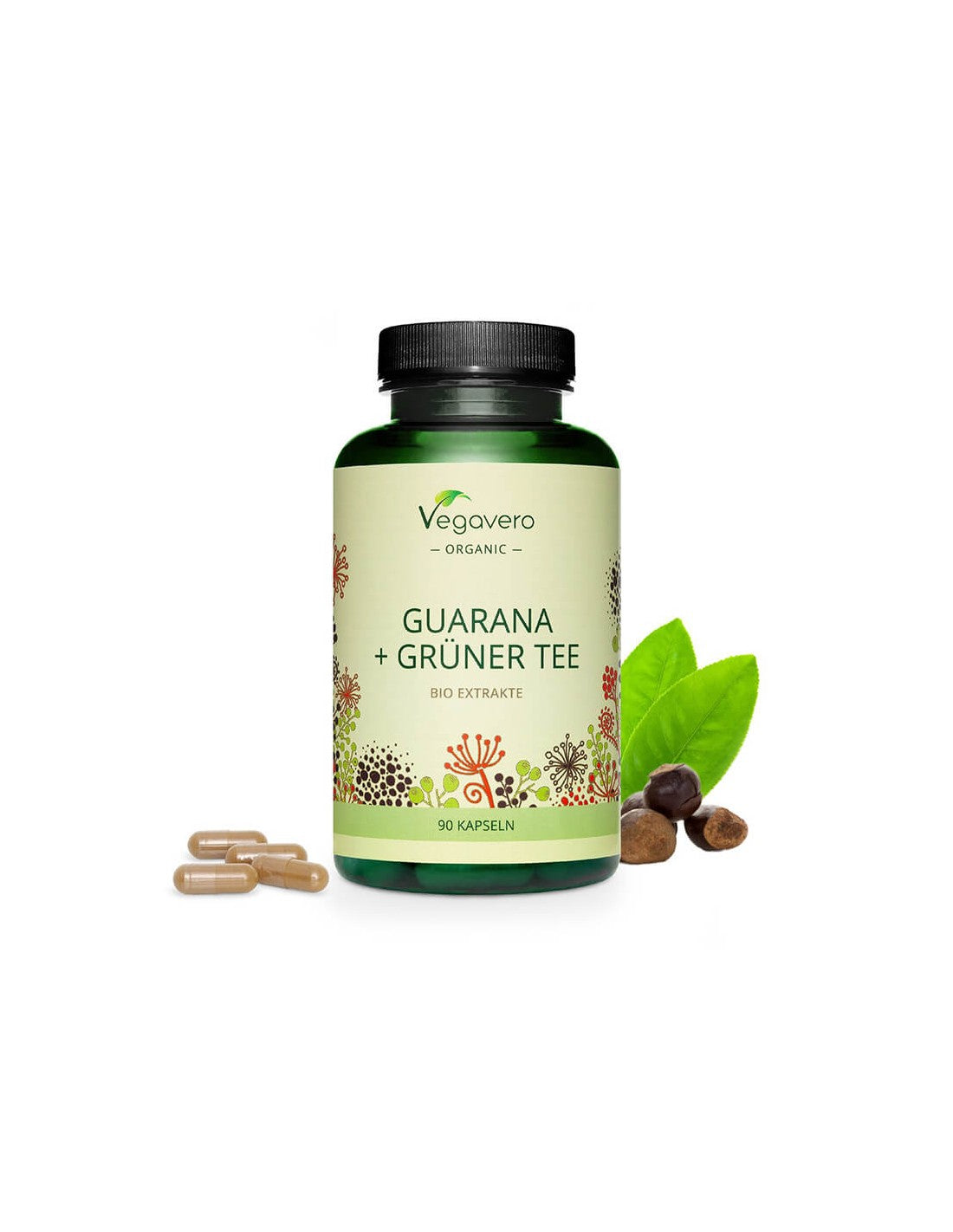Guarana + Zelený čaj Bio extrakt - Guarana a extrakt zo zeleného čaju, 90 <tc>Vegavero</tc> kapsuly