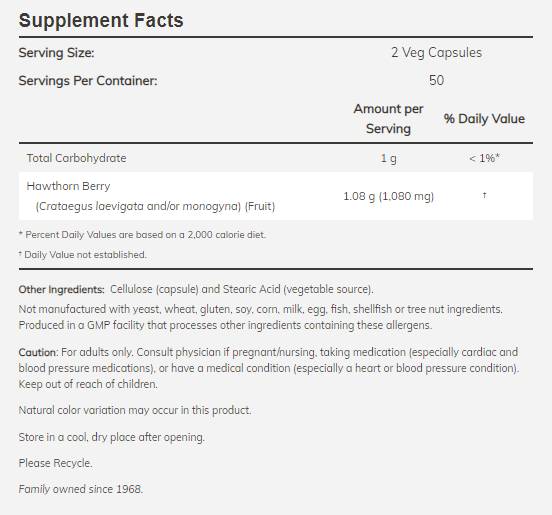 Hawthorn Berry 540 mg - 100 kapsúl
