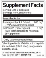 Vysoká absorpcia Ashwagandha a čierne korenie Predstavovať bioperín - 120 kapsúl