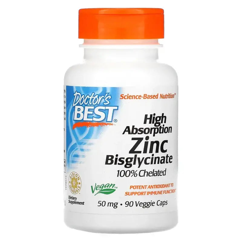 Bisglycinát zinočnatý s vysokou absorpciou 50 mg, tablety x 90, <tc>Doctor's Best</tc>