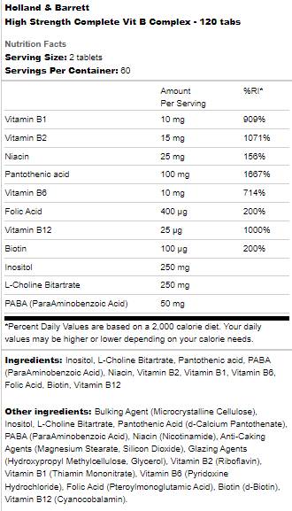 Vysoká pevnosť Kompletný komplex VIT B - 120 tabliet