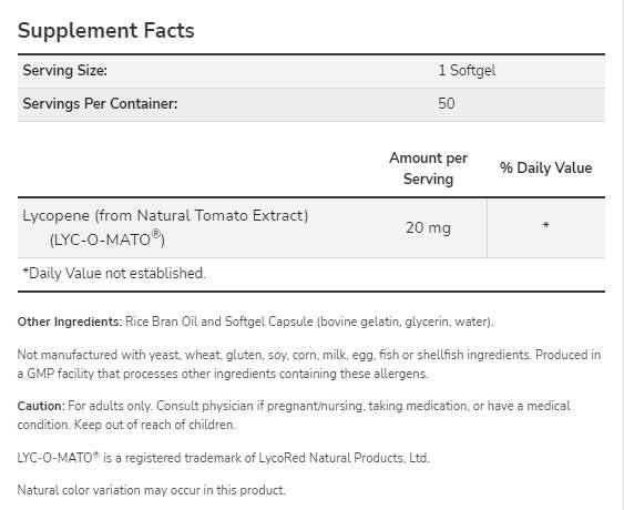Lykopén 20 mg | Lyc-O-Mato®-50 gélových kapsúl
