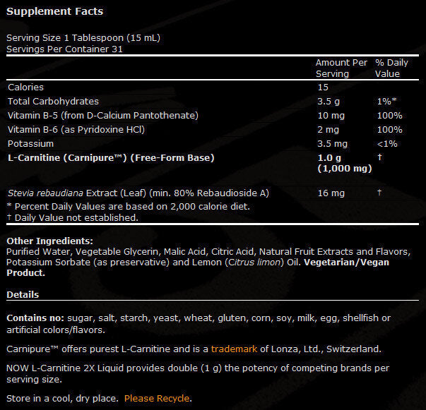 L -karnitínová kvapalina 1000 mg - 473 ml
