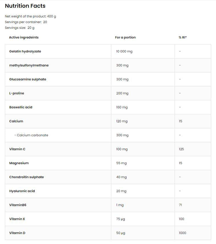 Flex Regen | Kolagén + glukozamín, chondroitín, MSM, kyselina hyalurónová 400 gramov