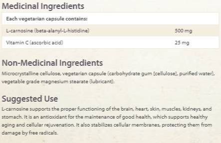 L-Carnosine/ L-Carnosine 500 mg x 60 kapsúl <tc>Natural Factors</tc>