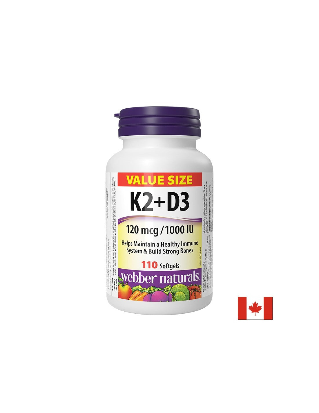 Na podporu kostí a zubov - vitamín K2 120 µg + D3 1000 IU 25 µg x 110 Softgel kapsuly/ 110 dávok