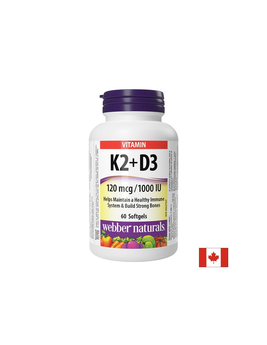 Na podporu kostí a zubov - vitamín K2 120 µg + D3 1000 IU/ 25 µg, 60 kapsúl softgel/ 60