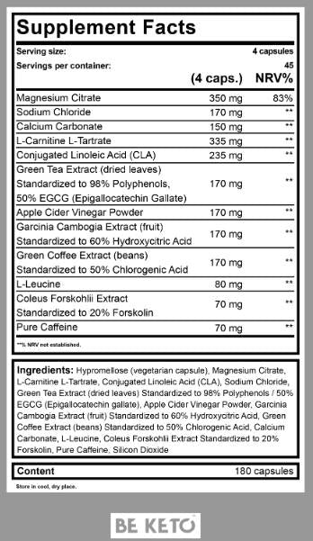 Keto Burn + kofeín - 180 kapsúl