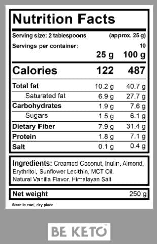Keto krém Mandle a vanilla + mct - 250 gramov