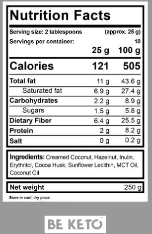 Keto krém Lieskové orety + mct - 250 gramov