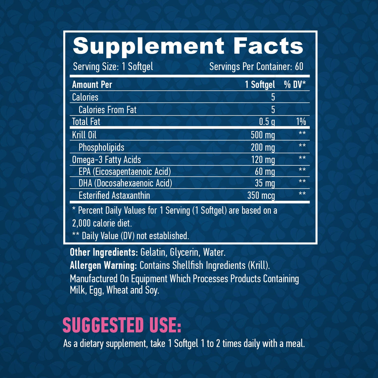 Krill olej 500 mg / 60 softgels.