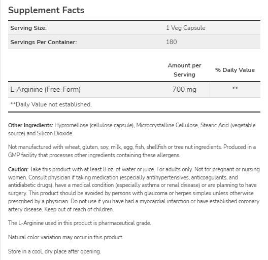 L -arginín 700 mg - 180 kapsúl