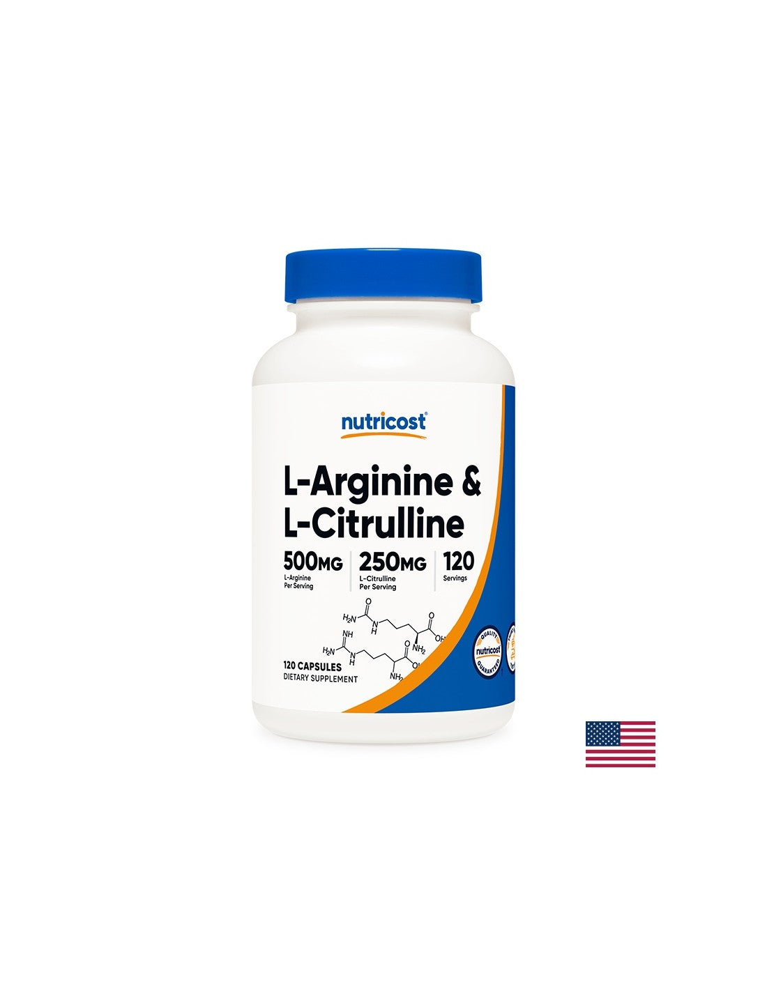 Tón a energia - L-Arginín + L-Citrulín (L-Arginín + L-Citrulín), 550 mg + 250 mg/120 kapsúl <tc>Nutricost</tc>