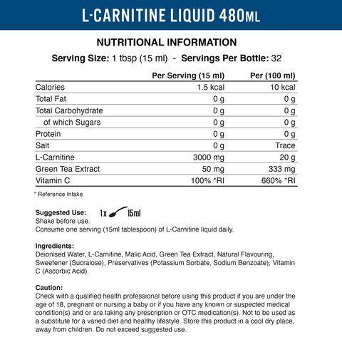 Tekutina L -karnitínu 3000 so zeleným čajom - 480 ml