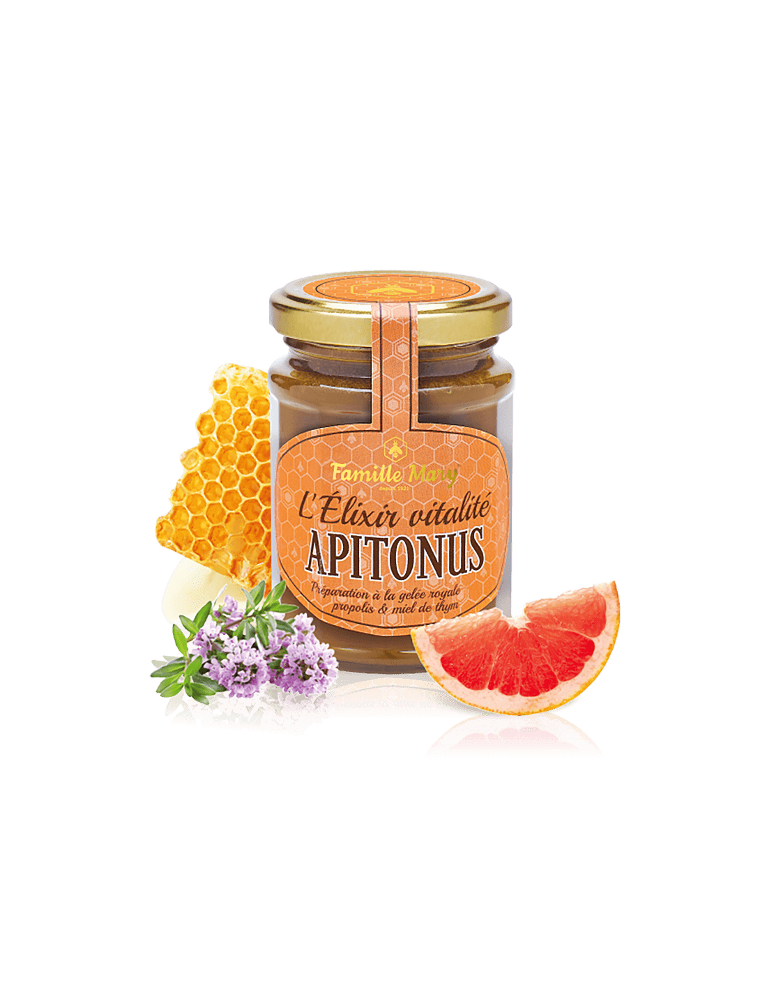L'élixir Vitalité Apitonus / Apitonus Vital Elixir s Royal Jelly, Propolis and Tymim Honey, 230 G Famille Mary