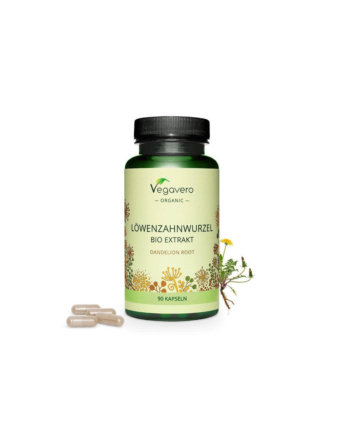 Löwezahnnwurzel Bio Extrakt - Bio extrakt z púpavy, 90 kapsúl <tc>Vegavero</tc>