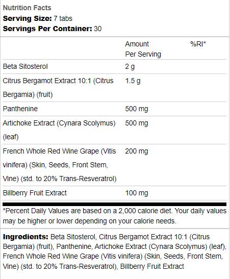 Lipid | s Bergamot a beta -Sitosterol - 210 tabliet