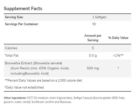 Extrakt Boswellia 500 mg - 90 gélových kapsúl