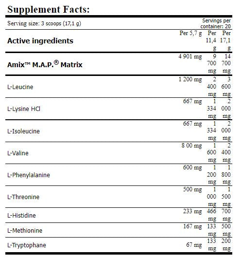 Mapujte svalové amino nápoj 0,344 kg