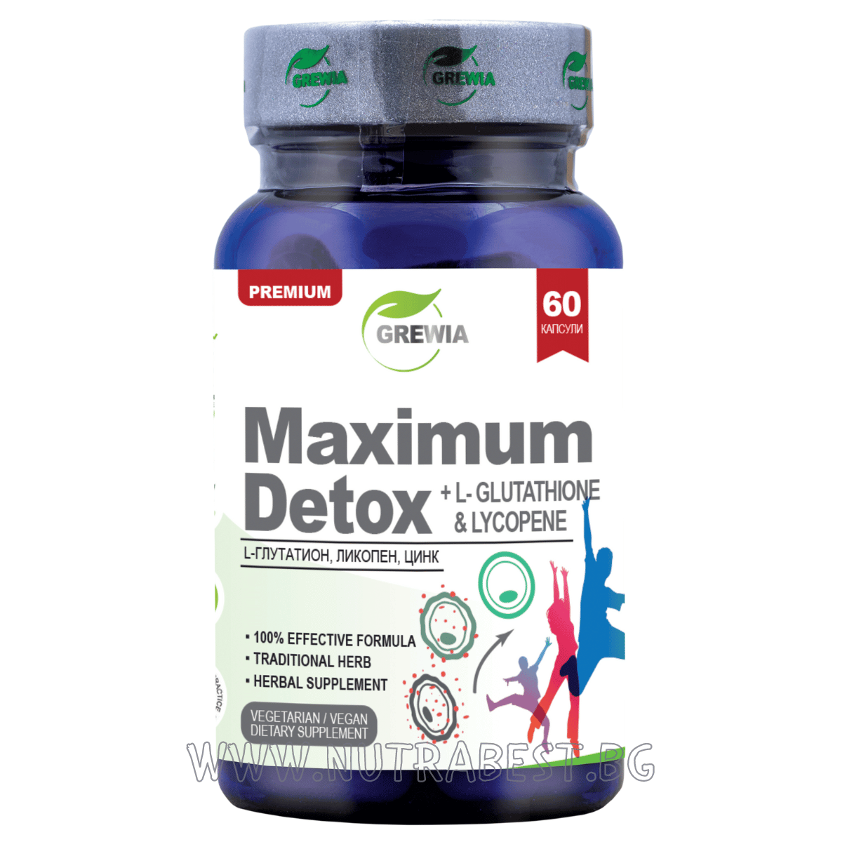 Maximálne detox + L-glutatione a lycopen / 60 kapsúl, 30 dávok / grewia