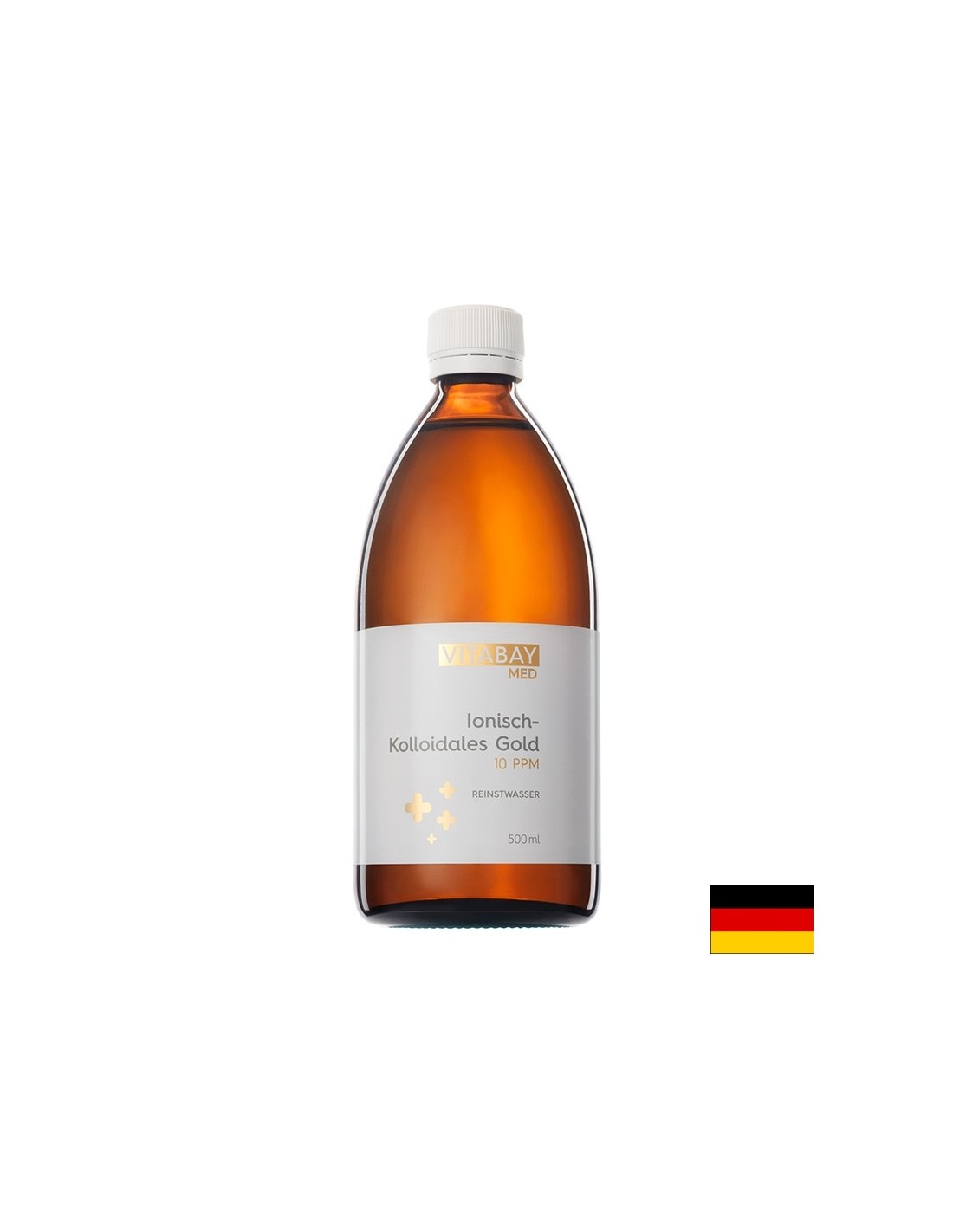 MED Kolloidales Gold - Koloidné zlato 10 PPM - vysoko koncentrované (čistota 99,99%), 500 ml <tc>Vitabay</tc>