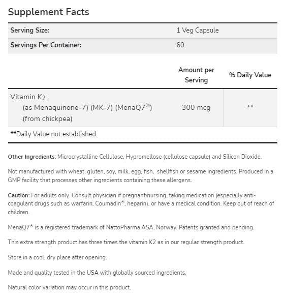 Vitamín MK-7 K-2 300 mcg | Extra sila MENAQ7® - 60 kapsúl