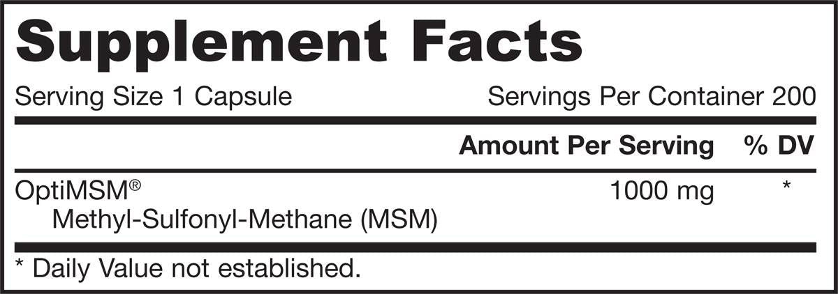 MSM Sulphur 1000 mg - 200 kapsúl