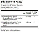 Vyrobené z organickej spirulíny a chlorelly 400 mg 90 kapsúl