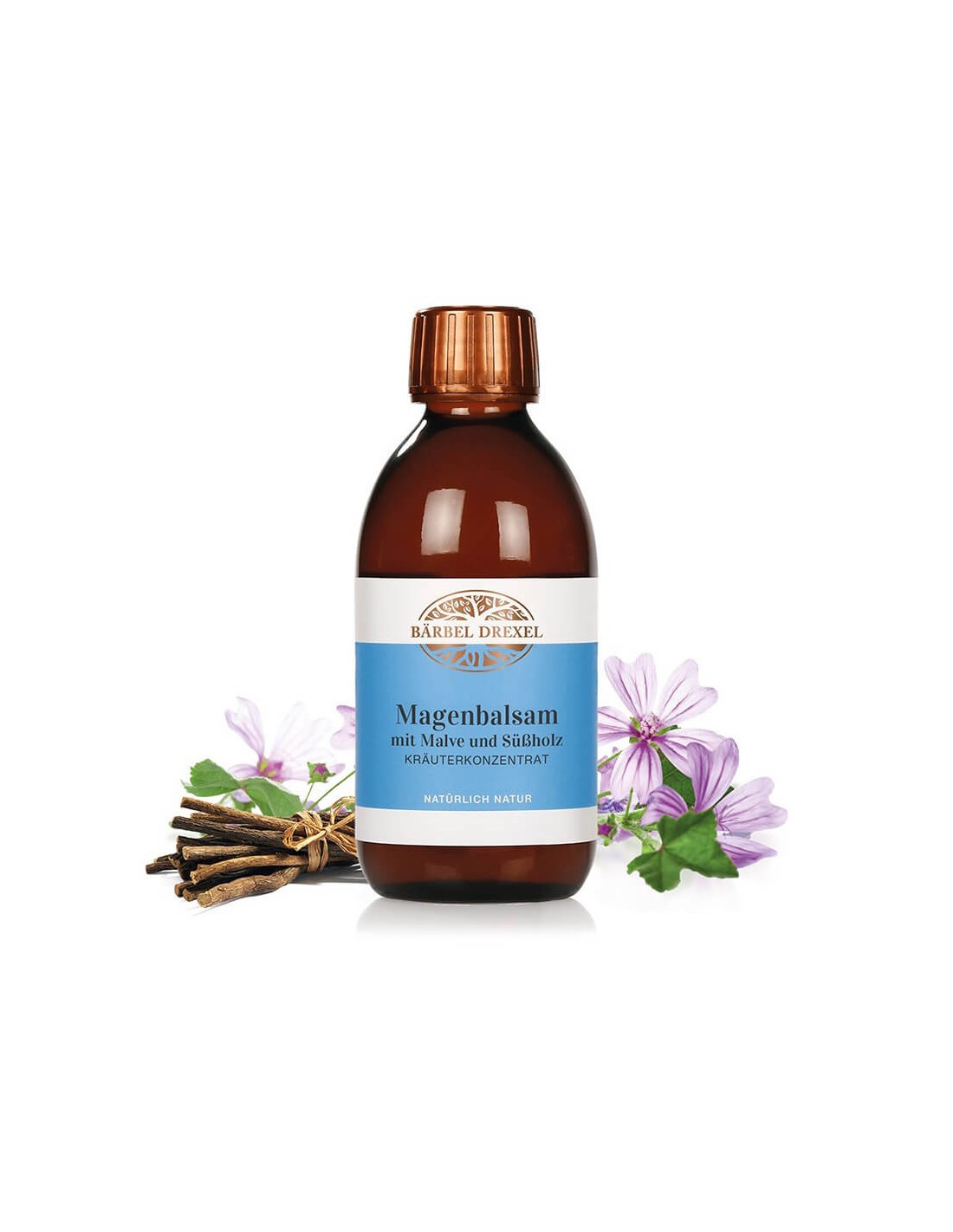 Magenbalsam mit Malve und Süßholz Kräuterkonzentrat / Balzam na žalúdok so slezom a koncentrátom sladkého drievka, 250 ml <tc>Bärbel Drexel</tc>