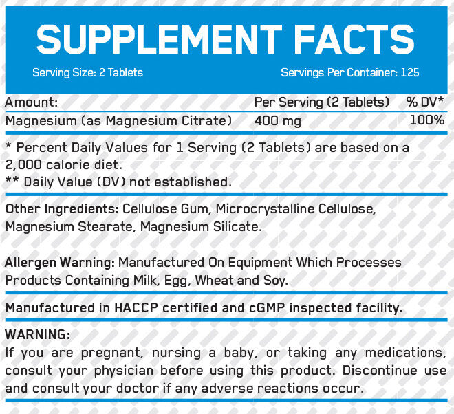 Citrate horečnatý 200 mg / 250 kariet.