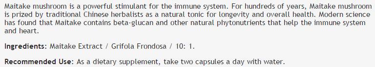 Maitake huby extrakt 450 mg - 100 kapsúl