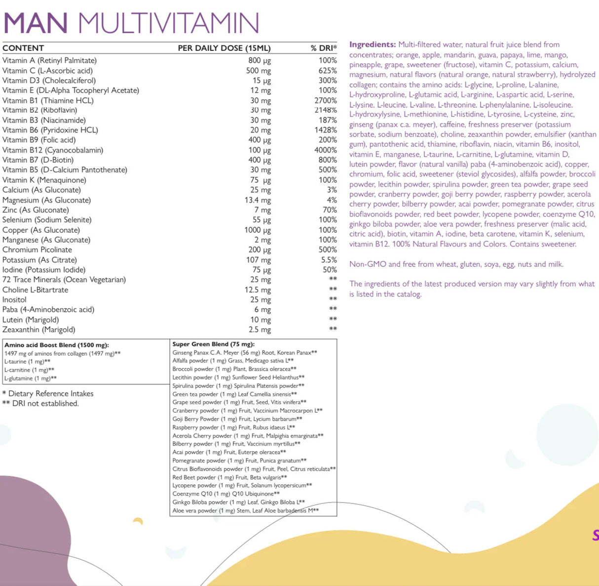 Muž multivitamíny pre mužov s kolagénom 1497 mg - 147 účinných látok /500 ml /