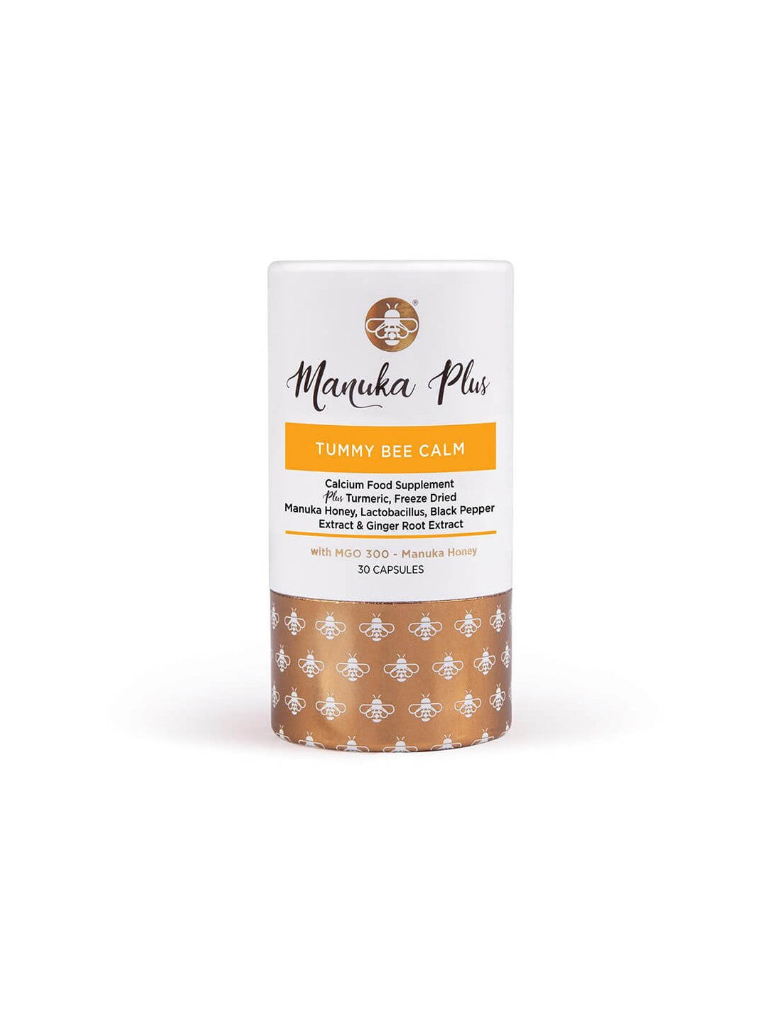 Manuka plus bruško včela pokoj s MGO 300 / Manuka Honey Formula pre dobré trávenie, 30 kapsúl