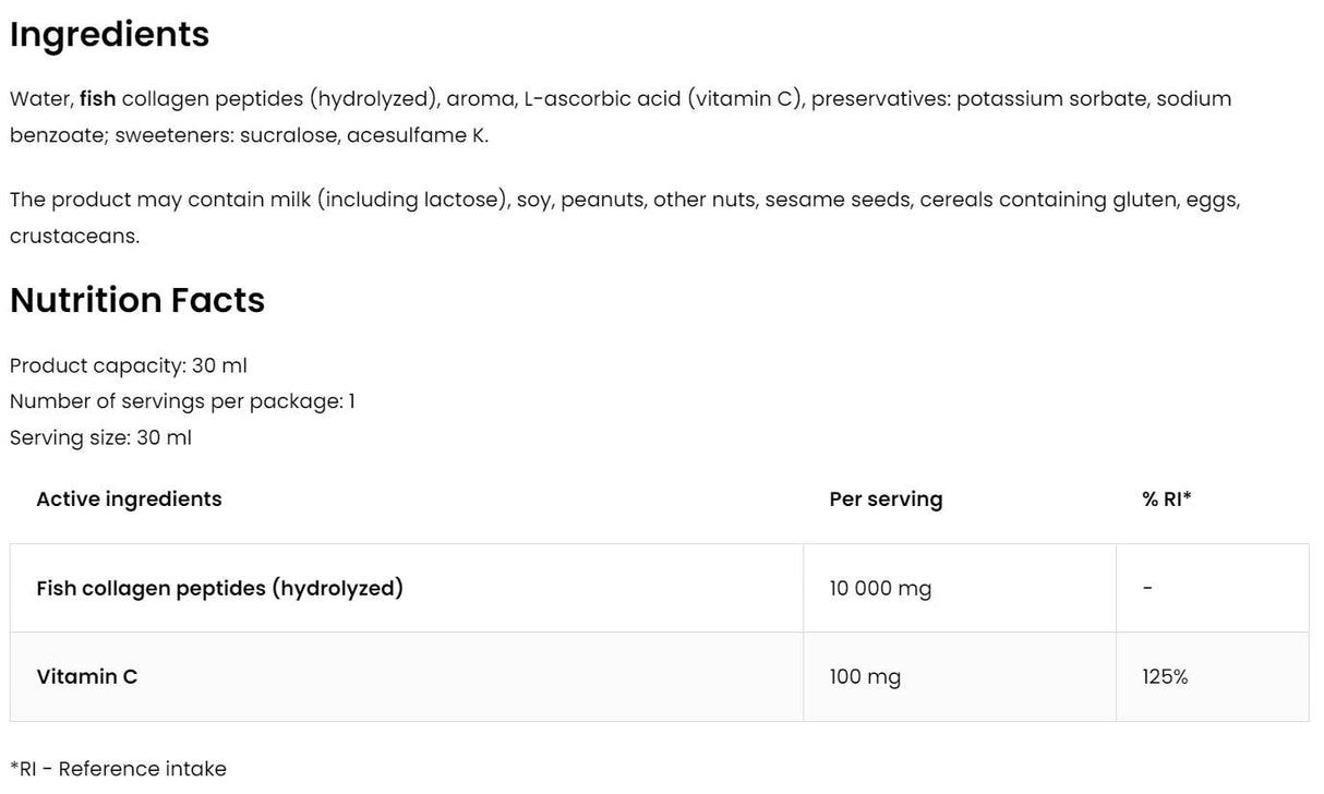 Morská kolagénová tekutina 10 000 mg 30 ml