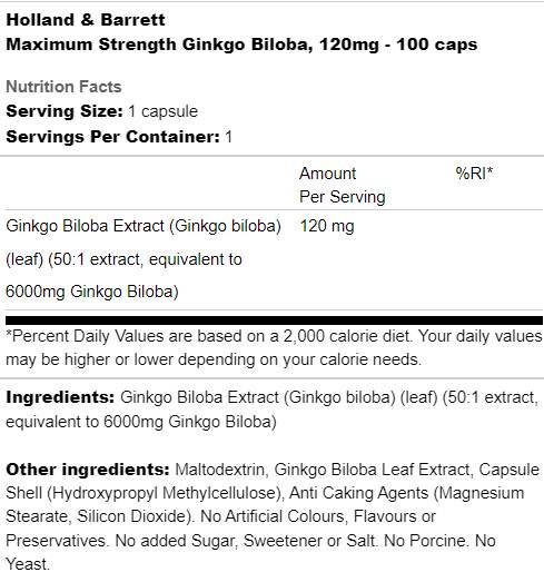 Maximálna pevnosť Ginkgo Biloba 120 mg - 100 kapsúl