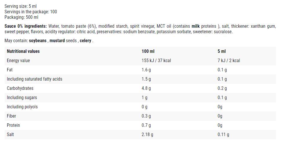 Mayo - kečup / 0 kalórie omáčka - 500 ml