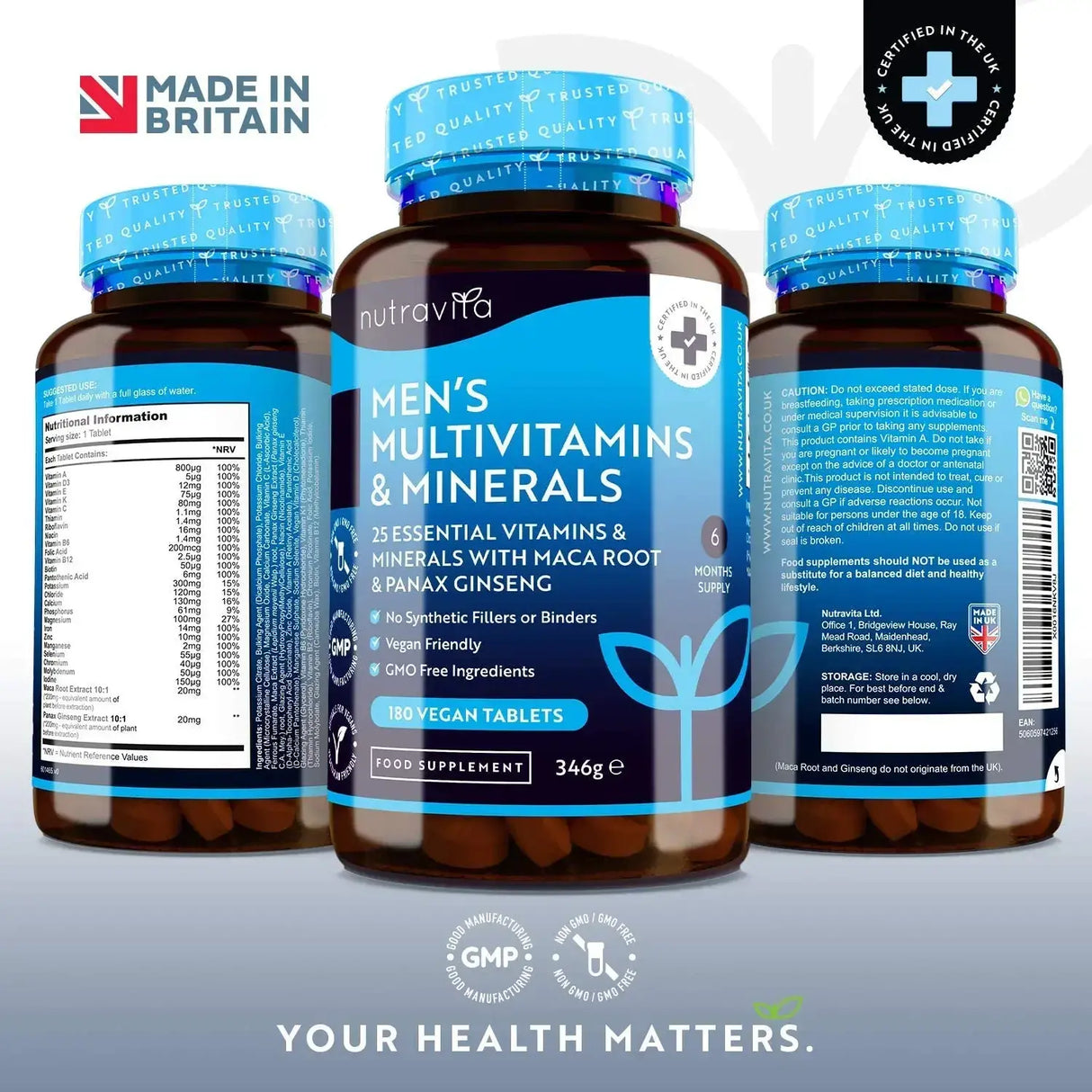 Multivitamíny a minerály mužov 180 vegánskych tabliet