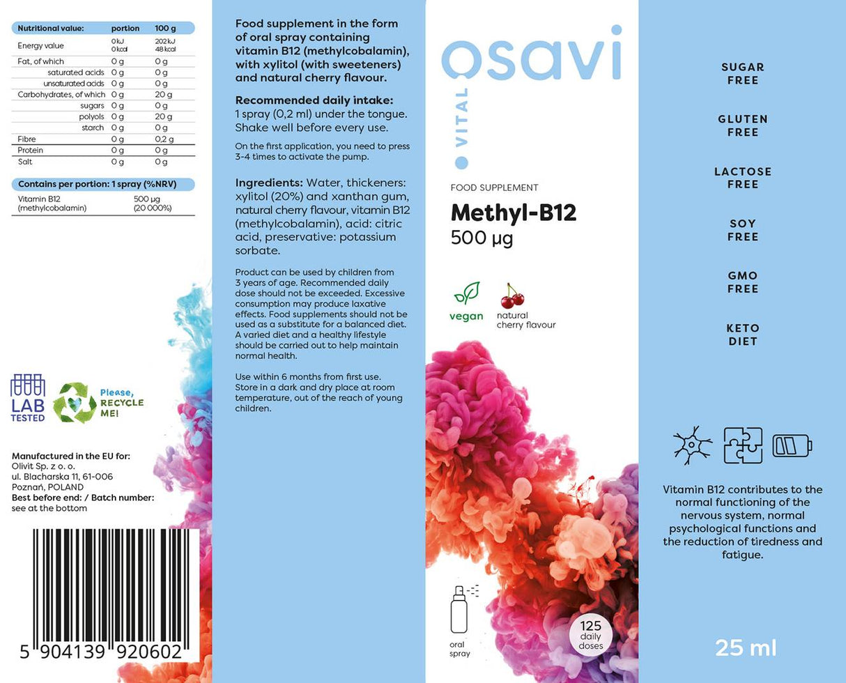 Metyl B -12 Orálny sprej / 500 mcg na sprej - 25 ml