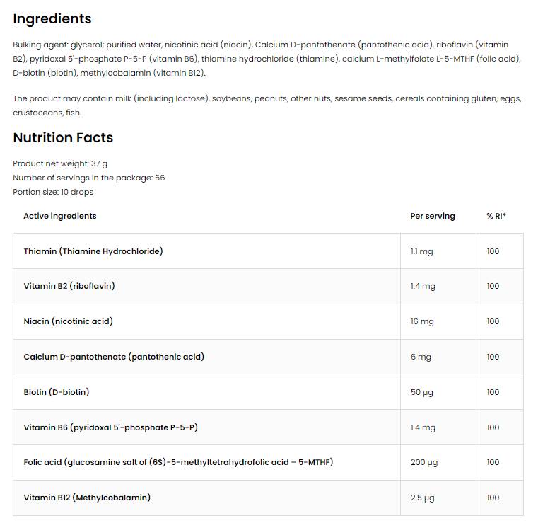 Kvapalina kvapaliny metyl B-komplexu 30 ml