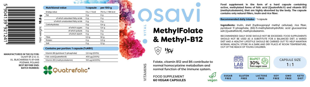 Metylfolát a metyl-B12 | s quatrefolom® - 60 kapsúl