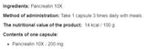 Pankreatína 10x 200 mg - 100 kapsúl