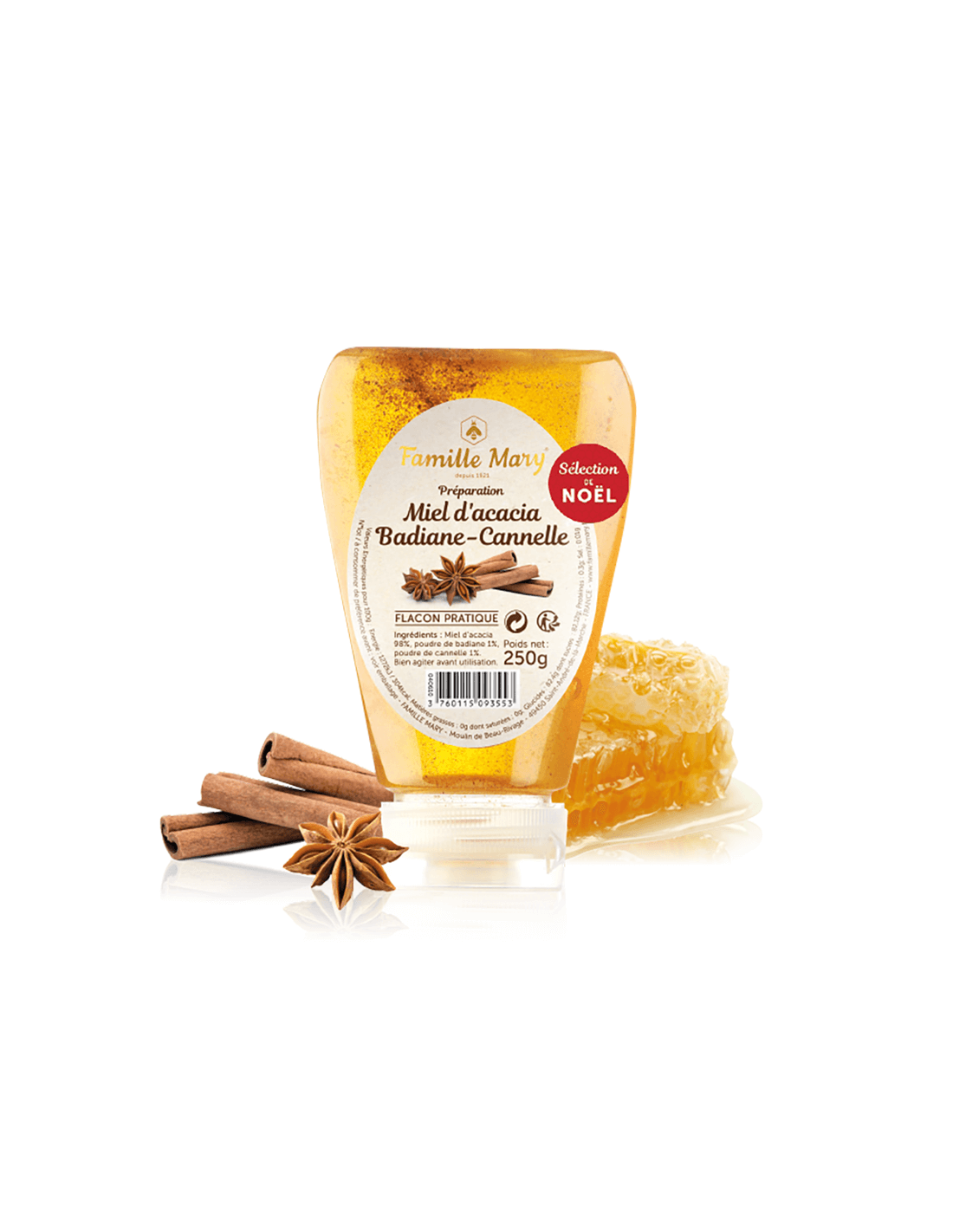 Acacia Honey s hviezdnym anízom a škoricou - Miel D'Acacia Badiane - Cannelle, 250 G