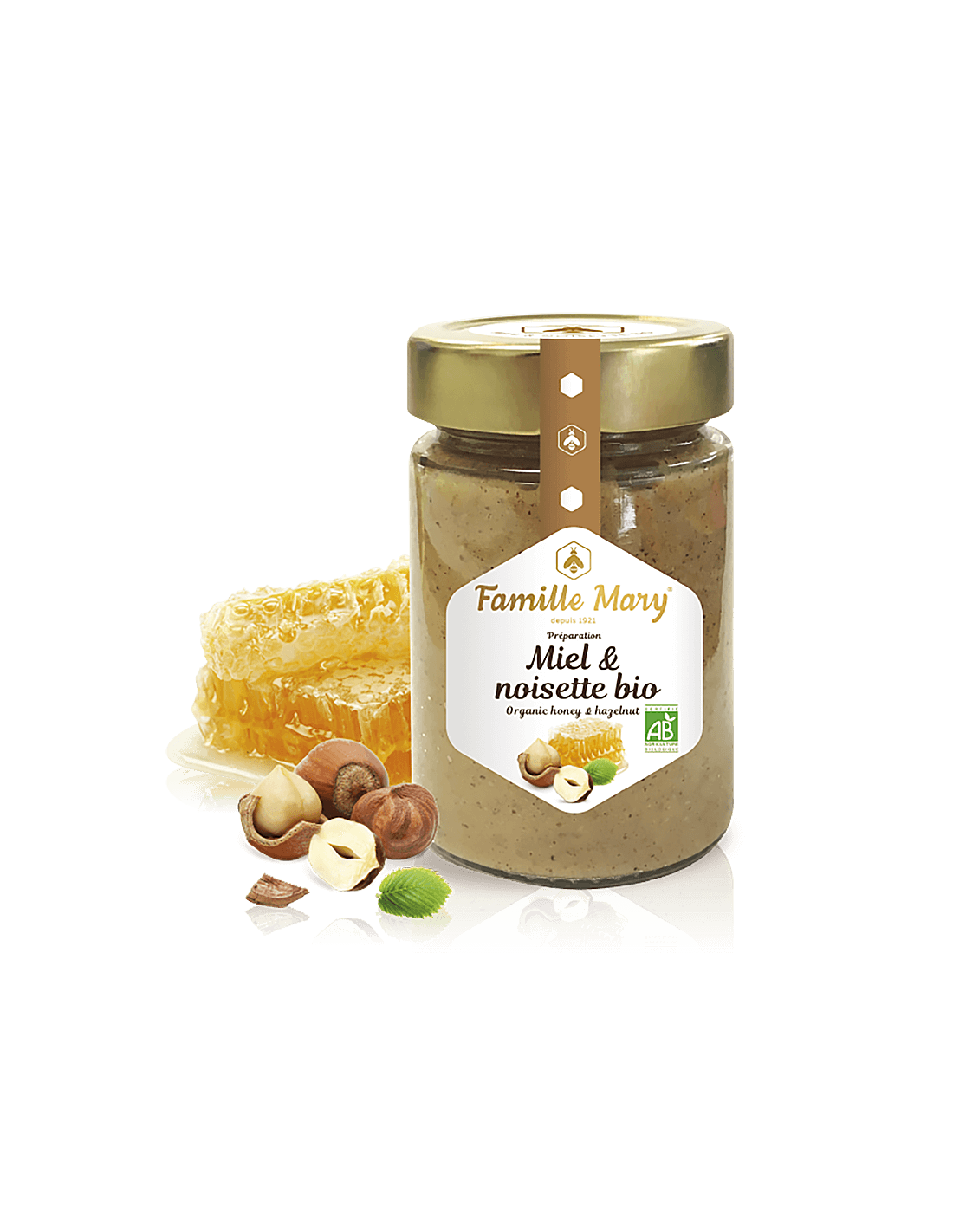 Organický farebný med s lieskovými orechmi - Miele et Noisette Bio, 240 g