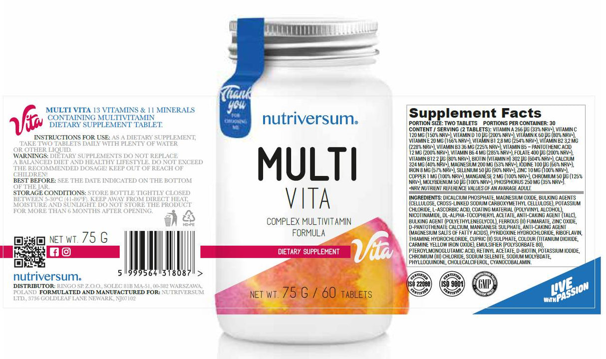 Multi Vita | Komplexný multivitamínový vzorec - 60 tabliet