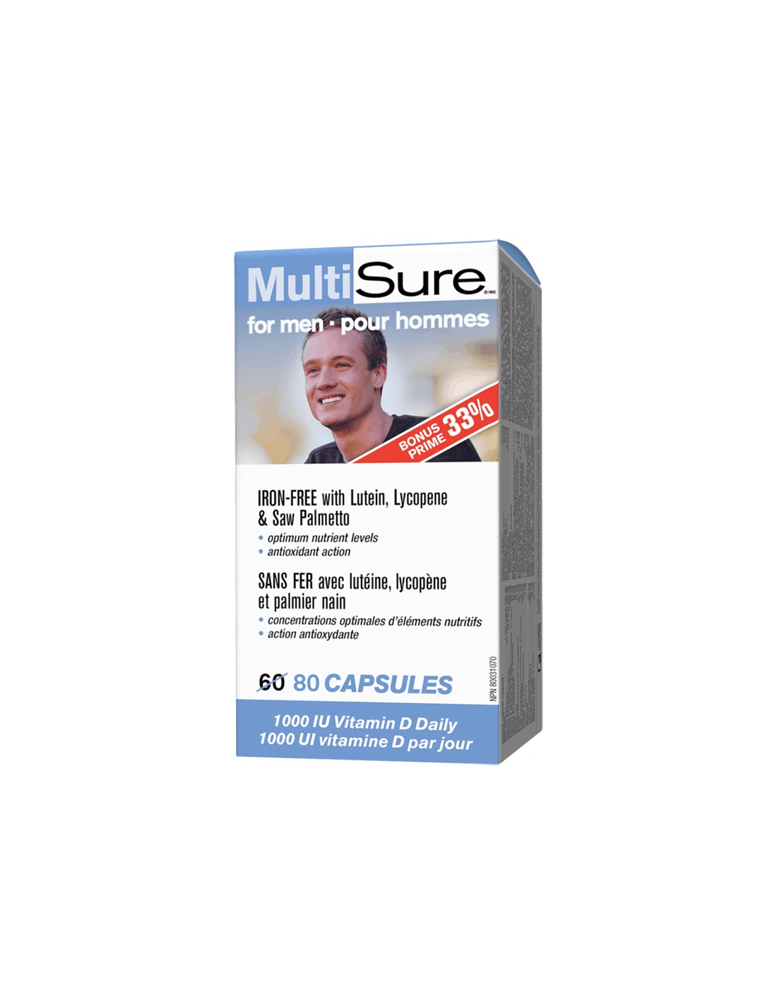 MultiSure® Muži / multivitamíny pre mužov (s luteínom, lykopénom a pílkou), 80 kapsúl