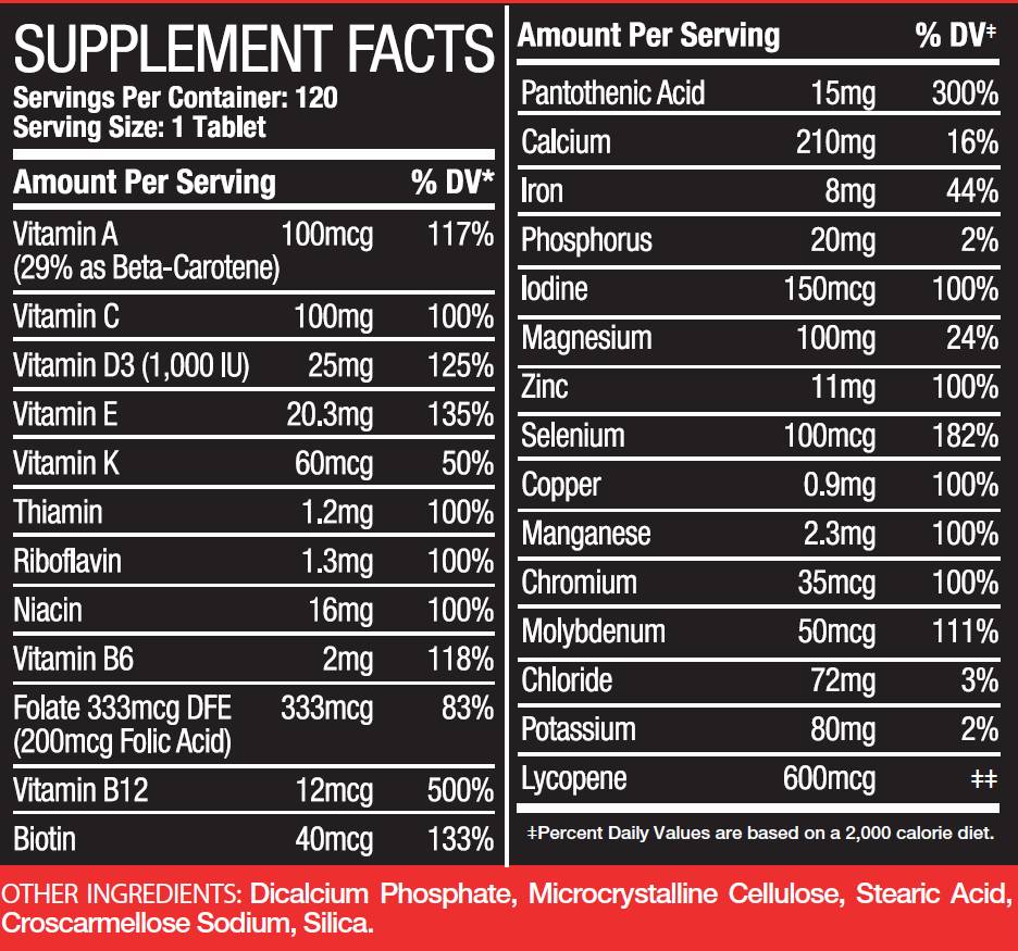 Multivitamínové tablety 120 tabliet