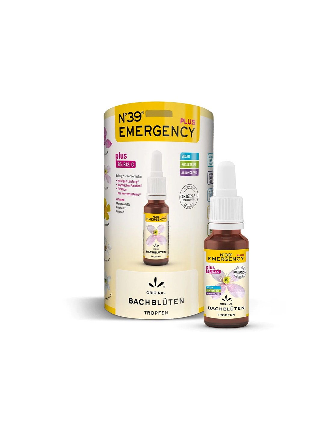 Bachove kvapky N°39 pre prípad núdze + vitamín B12, B5, C - 20 ml <tc>Lemon Pharma</tc>