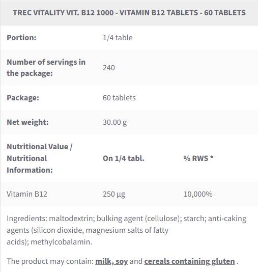 Vit. B12 1000 | Vitamín B12 metylkobalamín - 60 tabliet